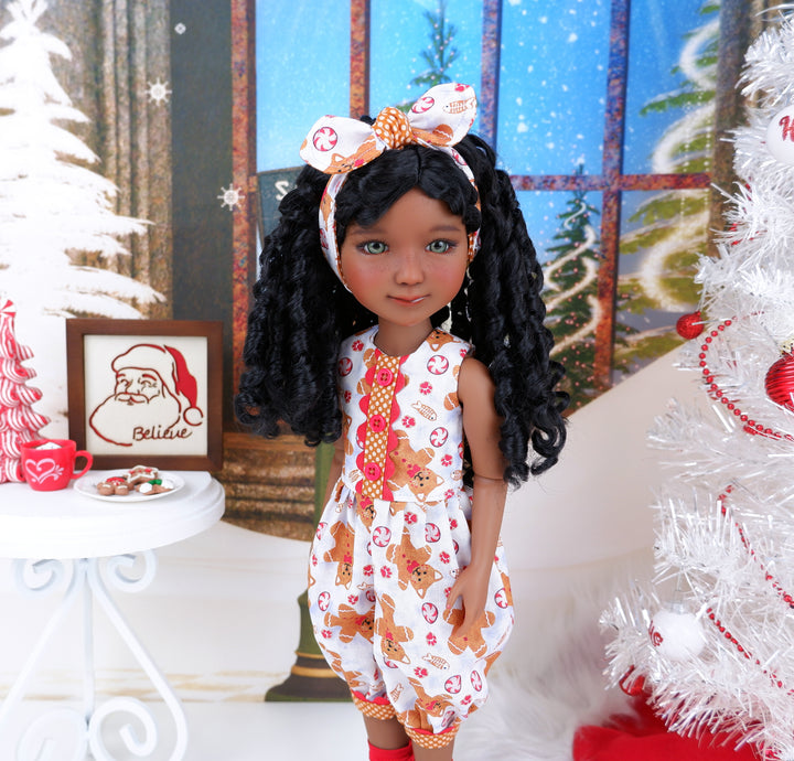 Christmas Kitty Treats - romper with boots for Ruby Red Fashion Friends doll
