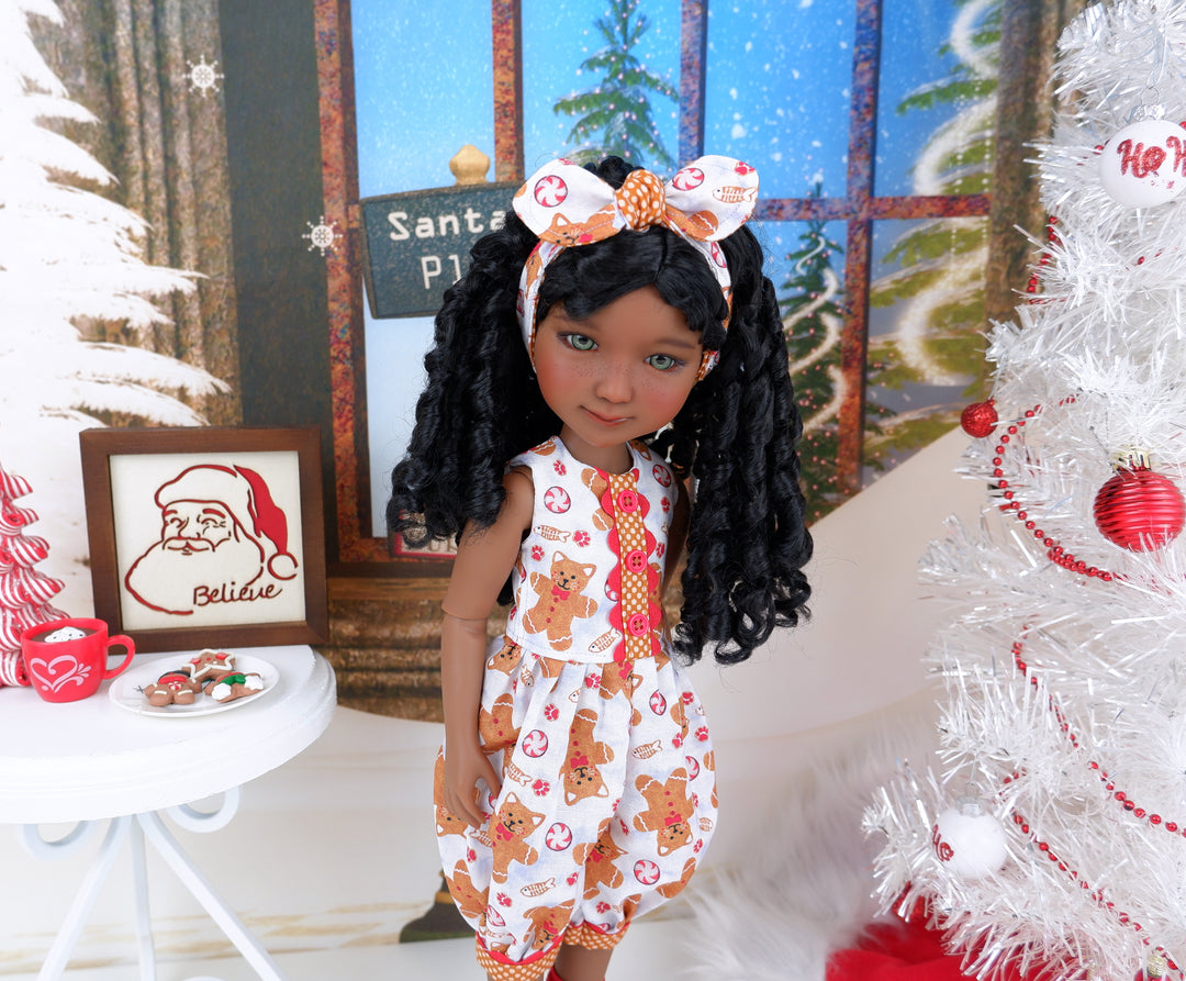 Christmas Kitty Treats - romper with boots for Ruby Red Fashion Friends doll