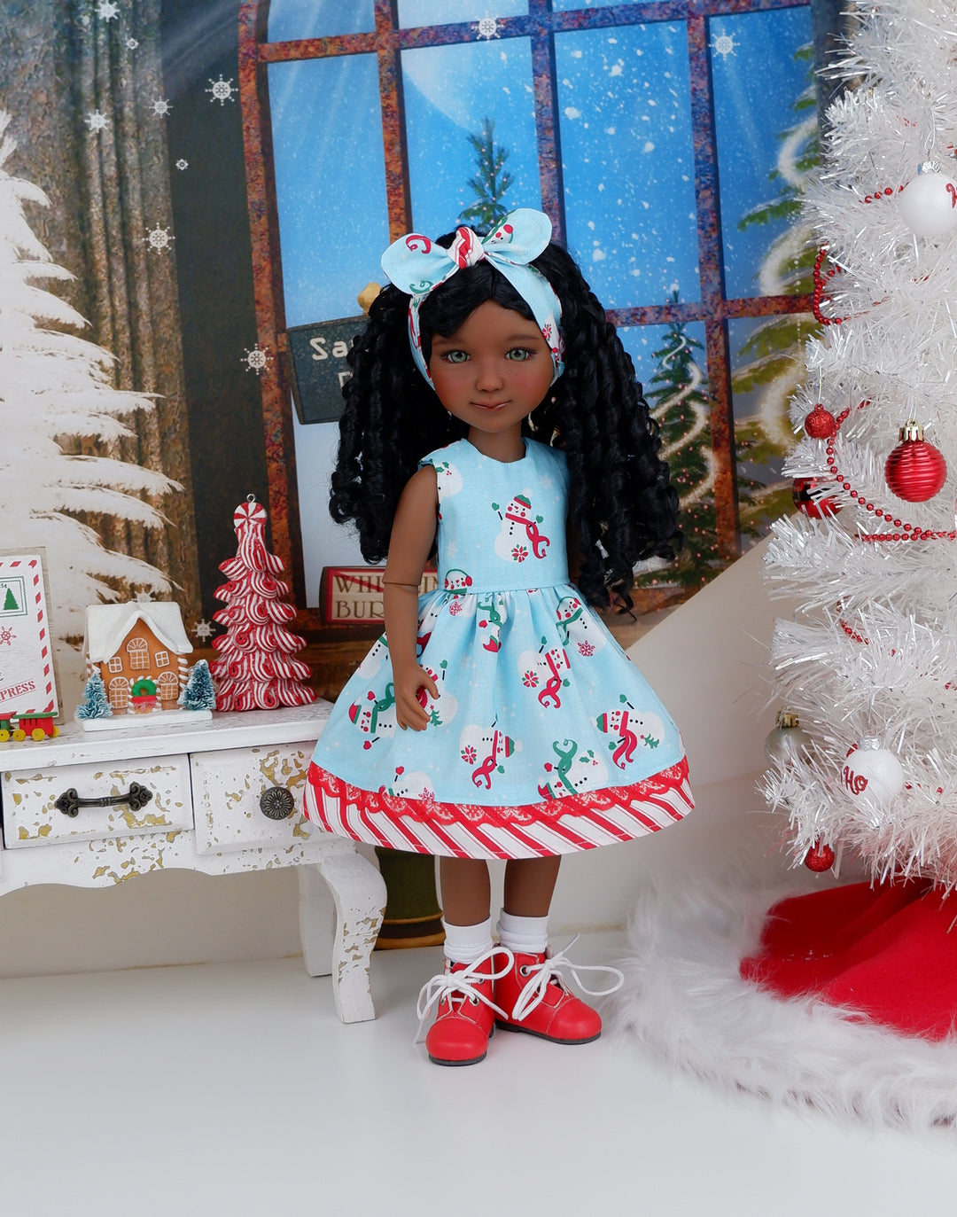 Christmas Snowman Too - dress with boots for Ruby Red Fashion Friends doll