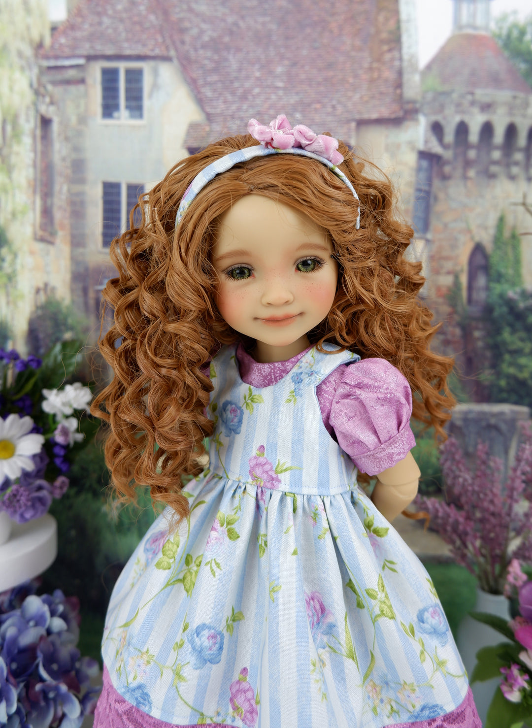 Climbing Roses - dress & pinafore with shoes for Ruby Red Fashion Friends doll