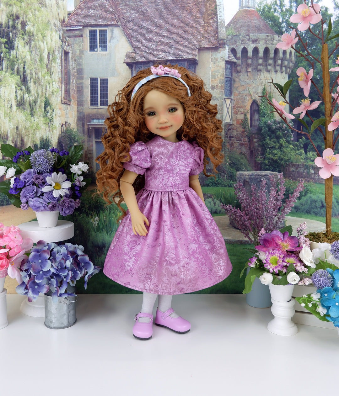 Climbing Roses - dress & pinafore with shoes for Ruby Red Fashion Friends doll