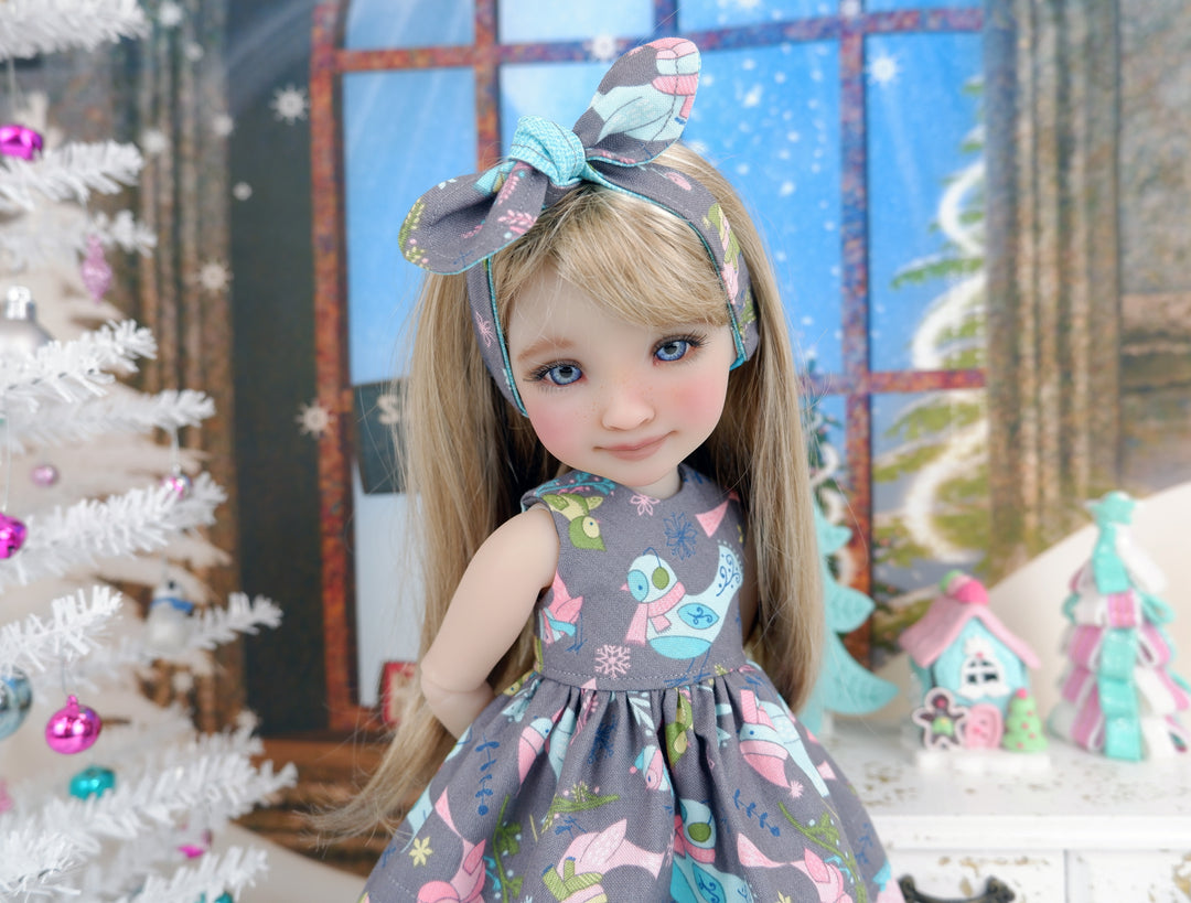 Cold Weather Birds - dress with boots for Ruby Red Fashion Friends doll