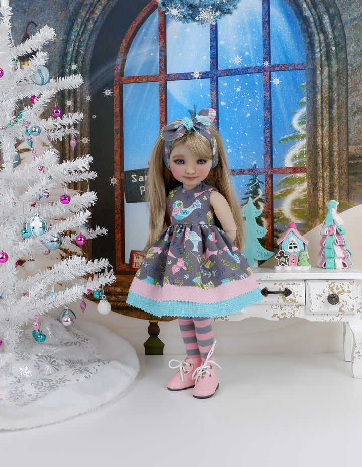 Cold Weather Birds - dress with boots for Ruby Red Fashion Friends doll