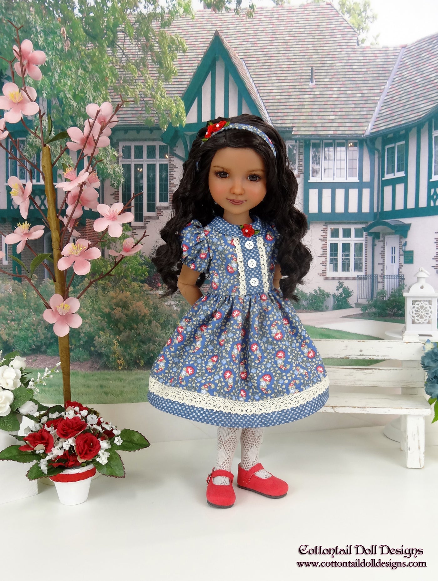 Colonial Paisley - dress ensemble with shoes for Ruby Red Fashion Friends doll