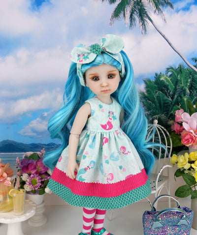 Coralie - custom mermaid theme Ruby Red Fashion Friend doll & wardrobe