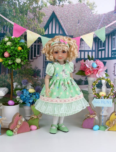 Cottontail Cutie - dress & pinafore with shoes for Ruby Red Fashion Friends doll