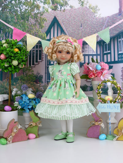 Cottontail Cutie - dress & pinafore with shoes for Ruby Red Fashion Friends doll