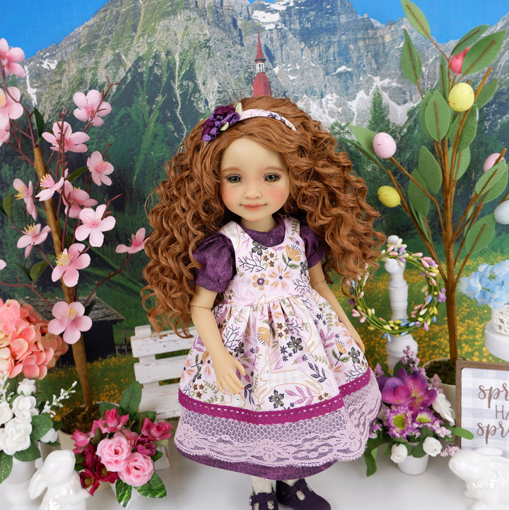 Country Rabbit - dress & pinafore with shoes for Ruby Red Fashion Friends doll