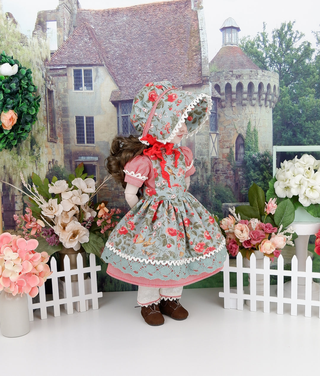 Country Wren - dress, bonnet & apron with boots for Ruby Red Fashion Friends doll