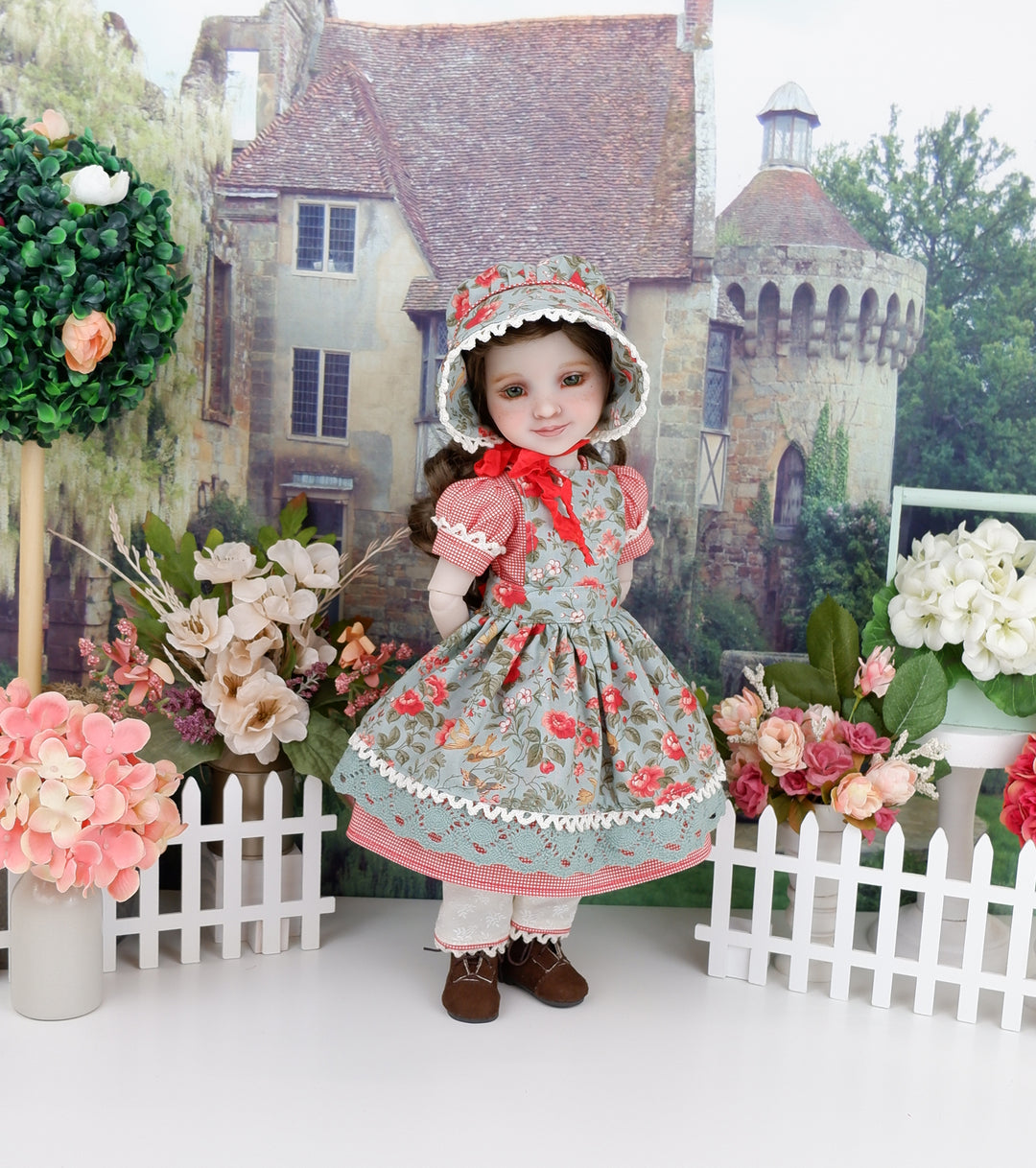 Country Wren - dress, bonnet & apron with boots for Ruby Red Fashion Friends doll