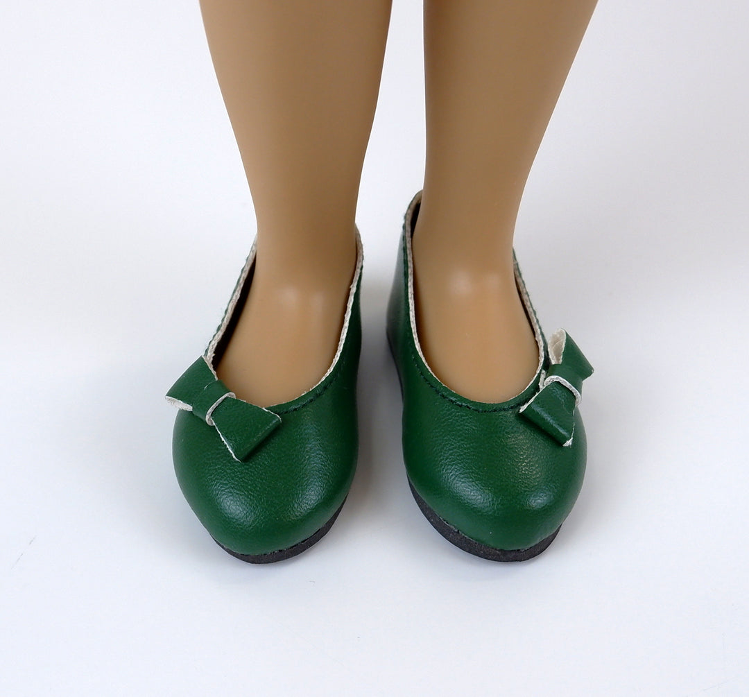 FACTORY SECONDS Bow Toe Ballet Flats - Dark Green