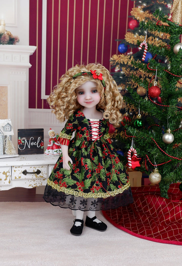 Deck the Halls - dirndl dress ensemble with shoes for Ruby Red Fashion Friends doll