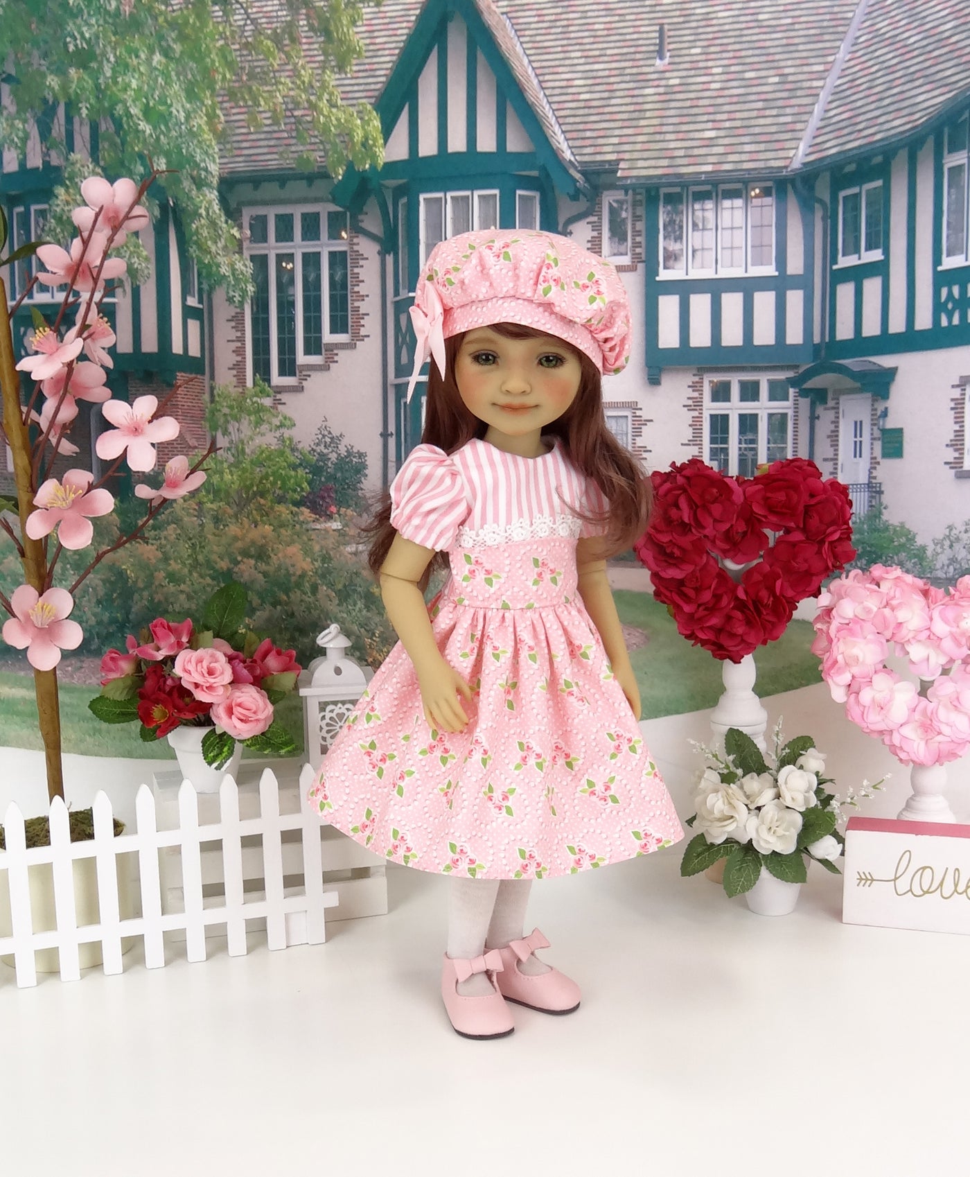 Delicate Hearts - dress and shoes for Ruby Red Fashion Friends doll