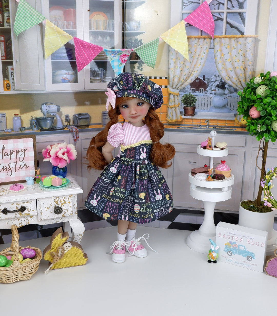 Easter Greetings - dress and saddle shoes for Ruby Red Fashion Friends doll
