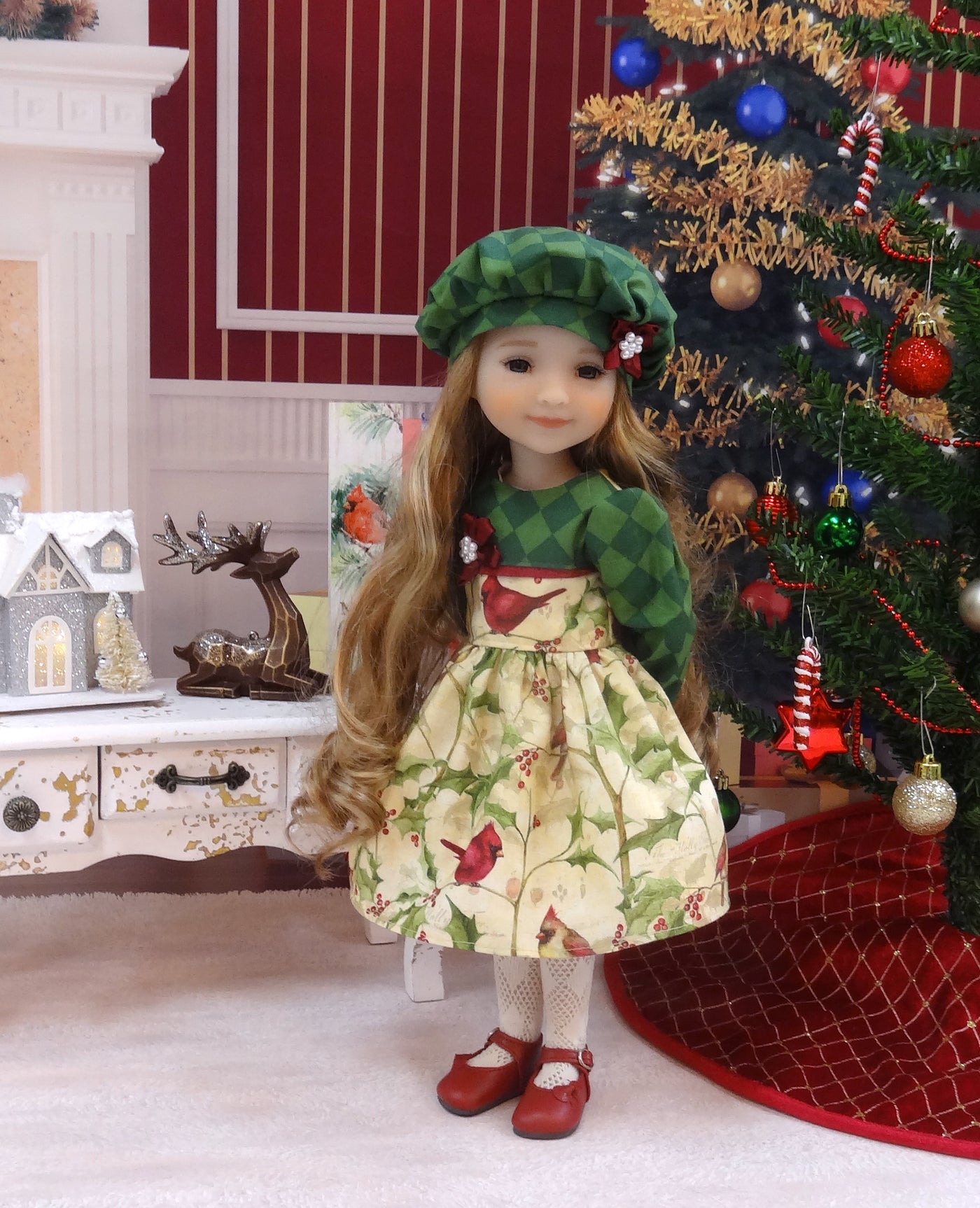 Elegant Cardinal - dress ensemble with shoes for Ruby Red Fashion Friends doll