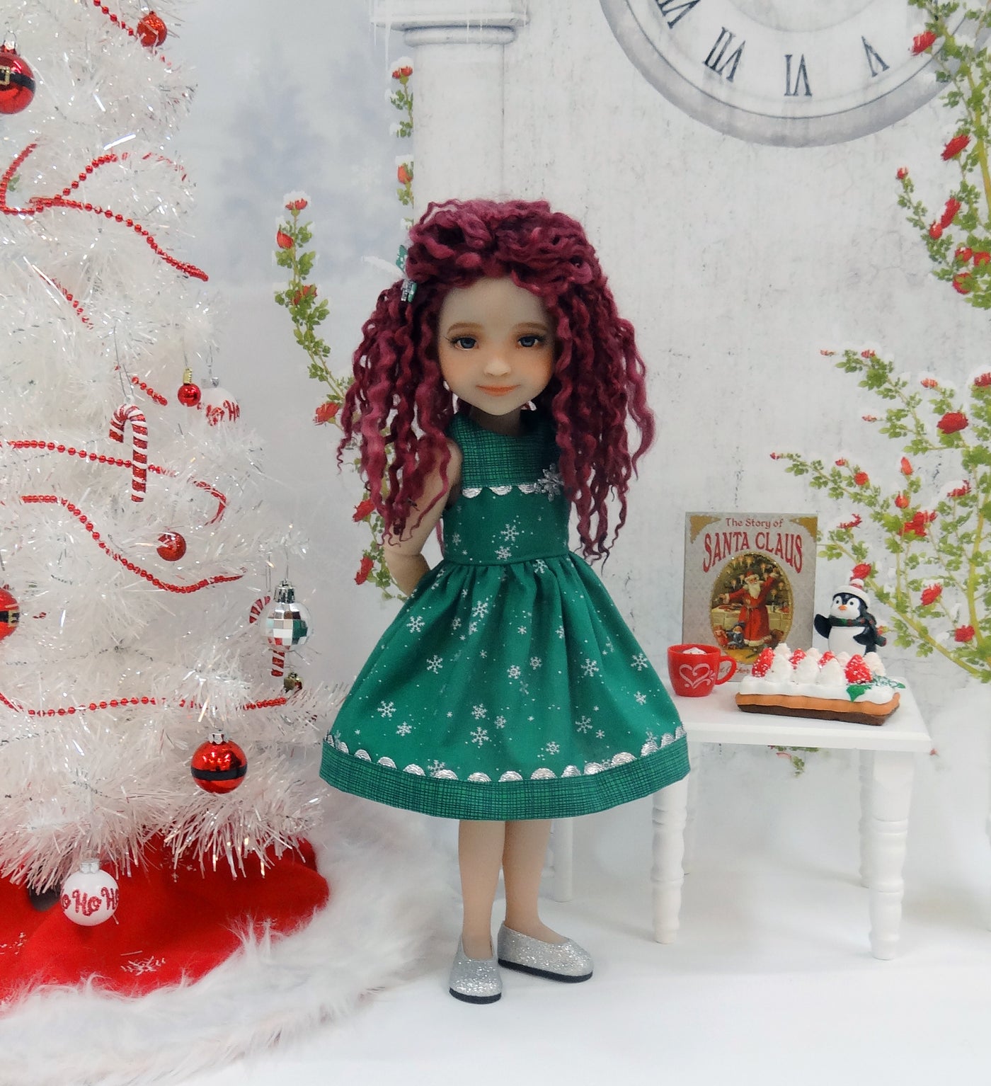 Evergreen Snowflakes - dress with shoes for Ruby Red Fashion Friends doll