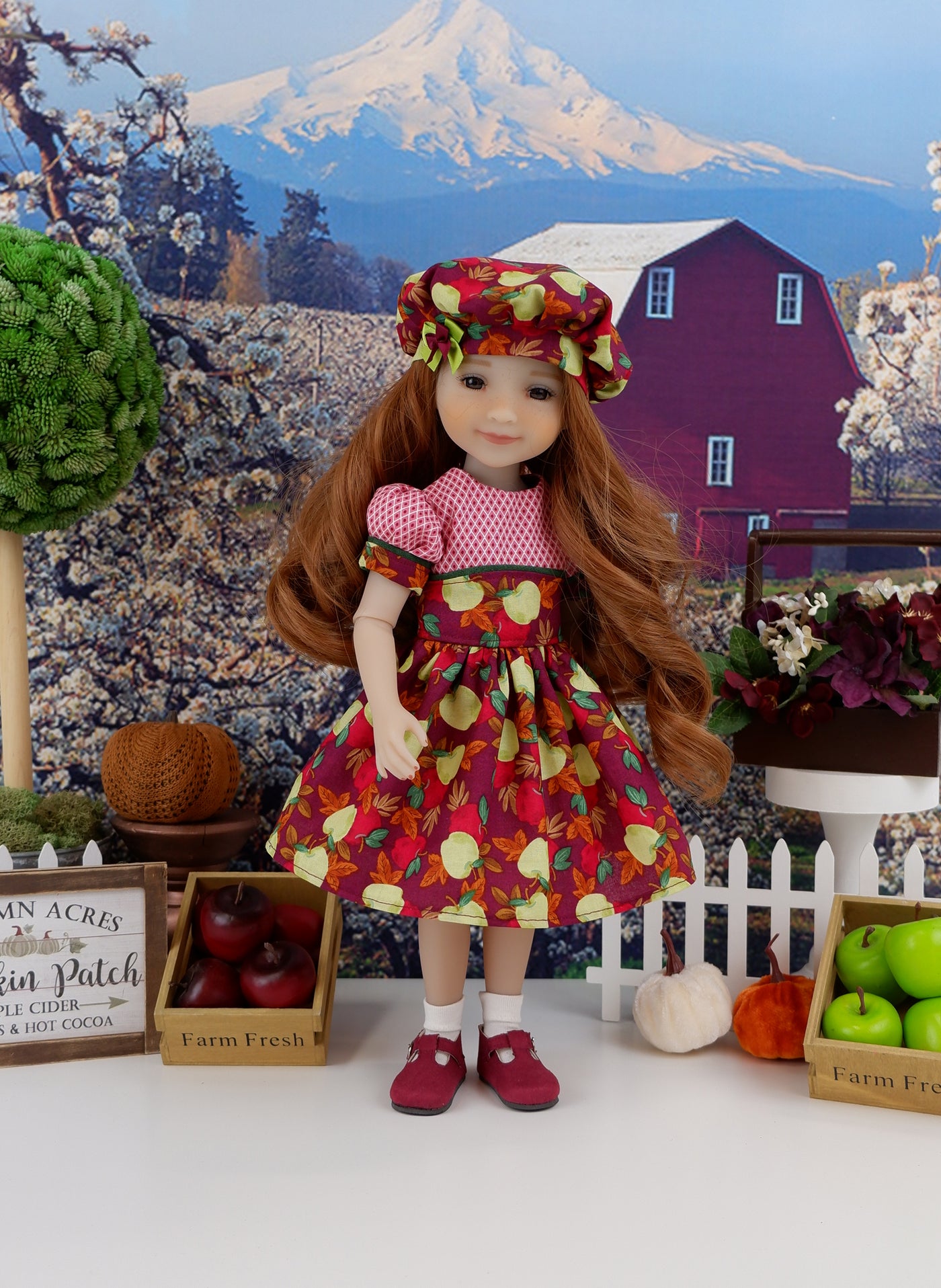Fall Apples - dress and shoes for Ruby Red Fashion Friends doll