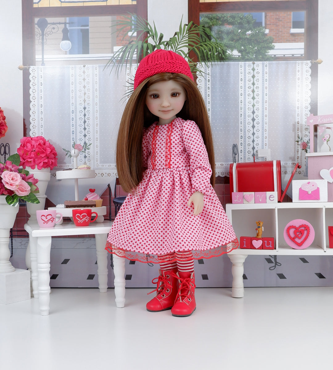 Fall in Love - dress ensemble with boots for Ruby Red Fashion Friends doll