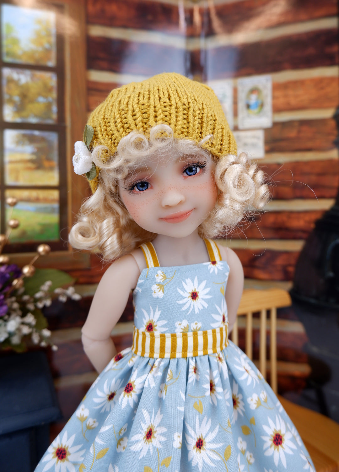 Farmhouse Fields - dress and sweater set with shoes for Ruby Red Fashion Friends doll