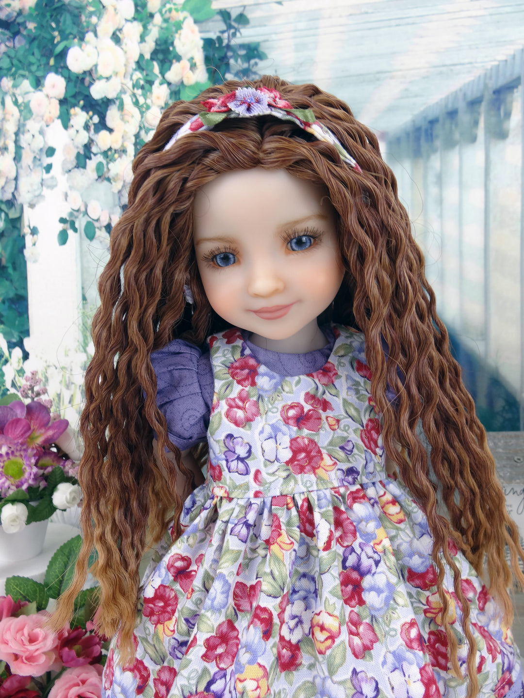 February Blooms - dress & pinafore with shoes for Ruby Red Fashion Friends doll
