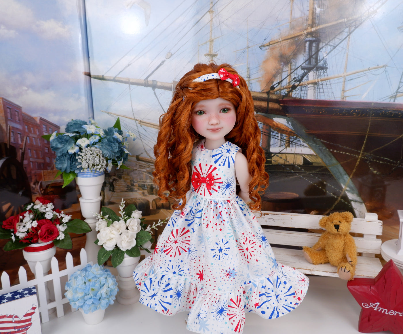 Freedom Fireworks - dress with shoes for Ruby Red Fashion Friends doll