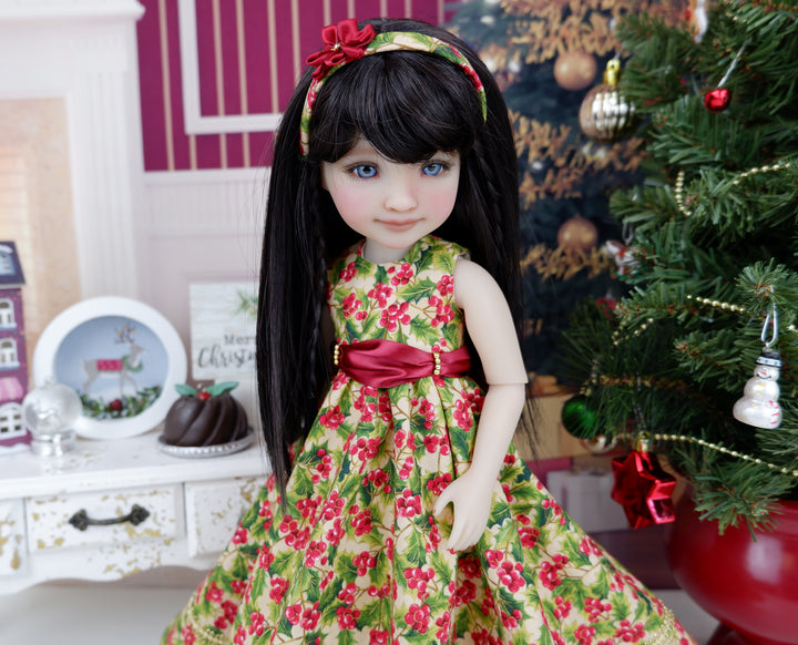 Festive Holly - dress with shoes for Ruby Red Fashion Friends doll