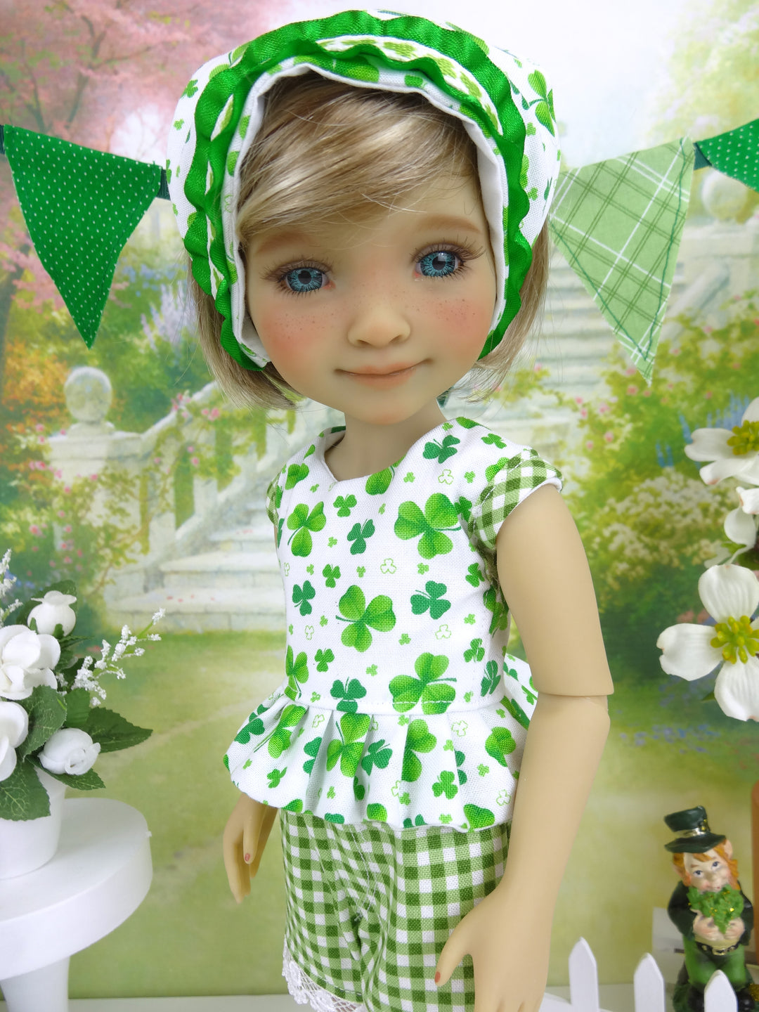 Field of Shamrocks - top & shorts with shoes for Ruby Red Fashion Friends doll