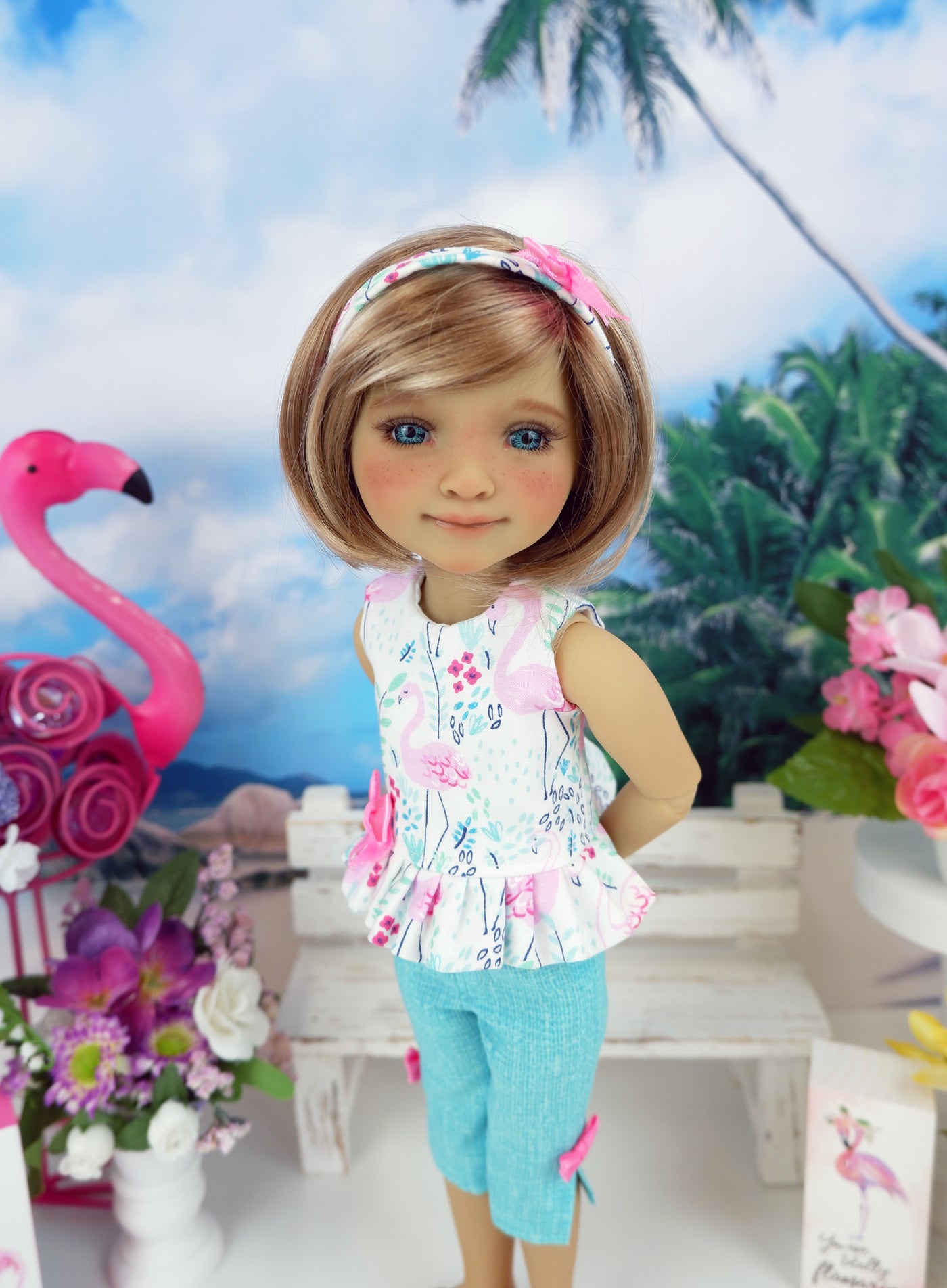 Flamingo Glade - top & capris with shoes for Ruby Red Fashion Friends doll