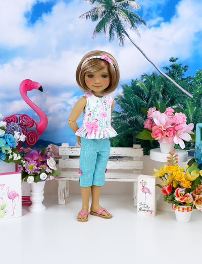 Flamingo Glade - top & capris with shoes for Ruby Red Fashion Friends doll