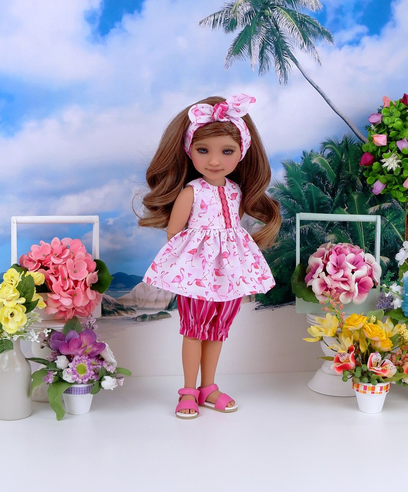 Flamingo Heart - top & bloomers with sandals for Ruby Red Fashion Friends doll