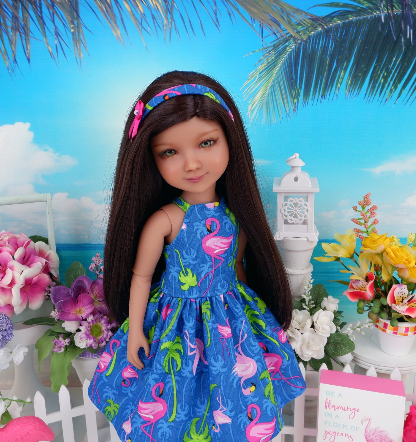 Flamingo Palms - dress with shoes for Ruby Red Fashion Friends doll