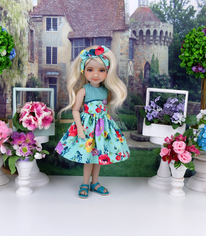Floral Beauty - dress and sandals for Ruby Red Fashion Friends doll