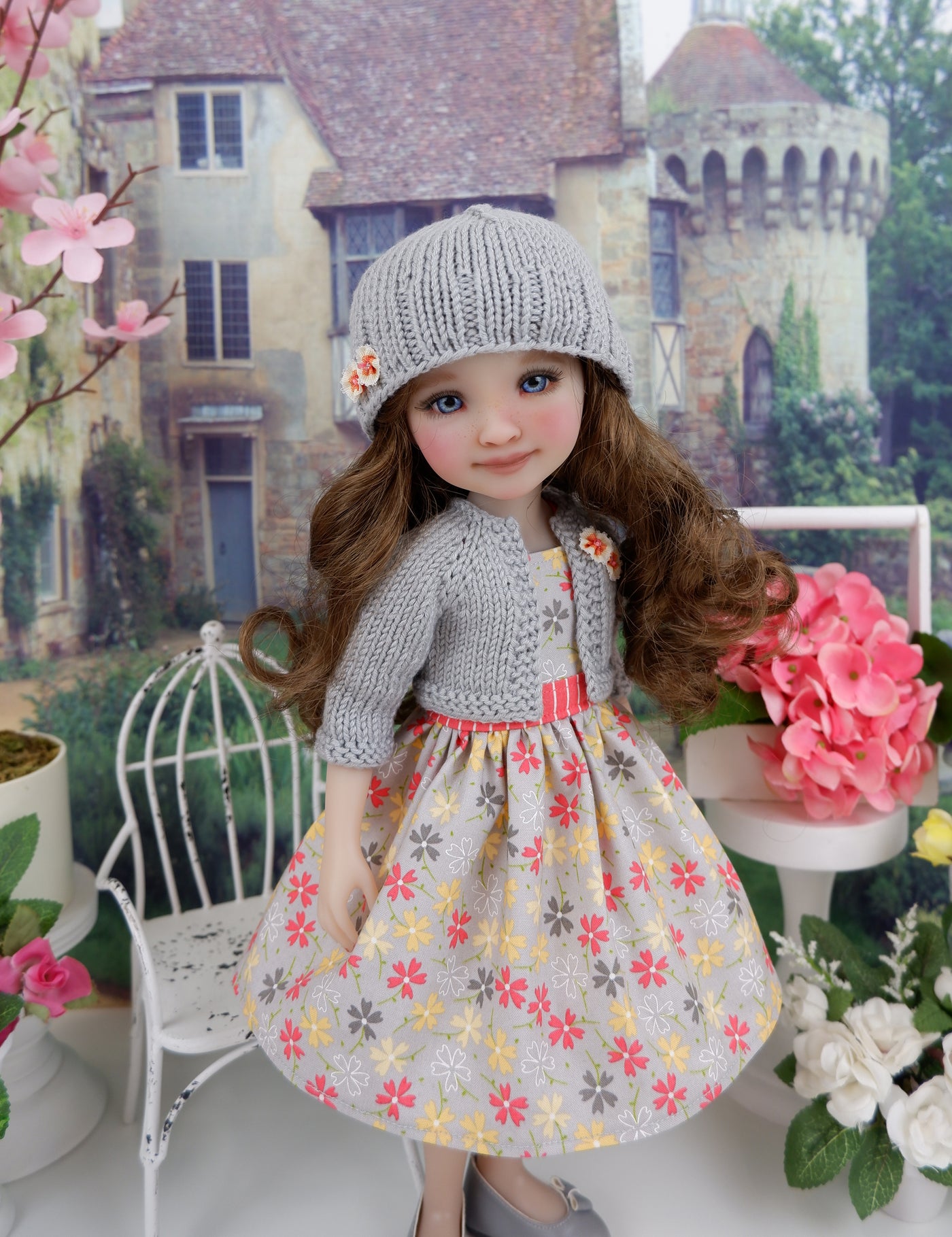 Floral Fields - dress and sweater set with shoes for Ruby Red Fashion Friends doll