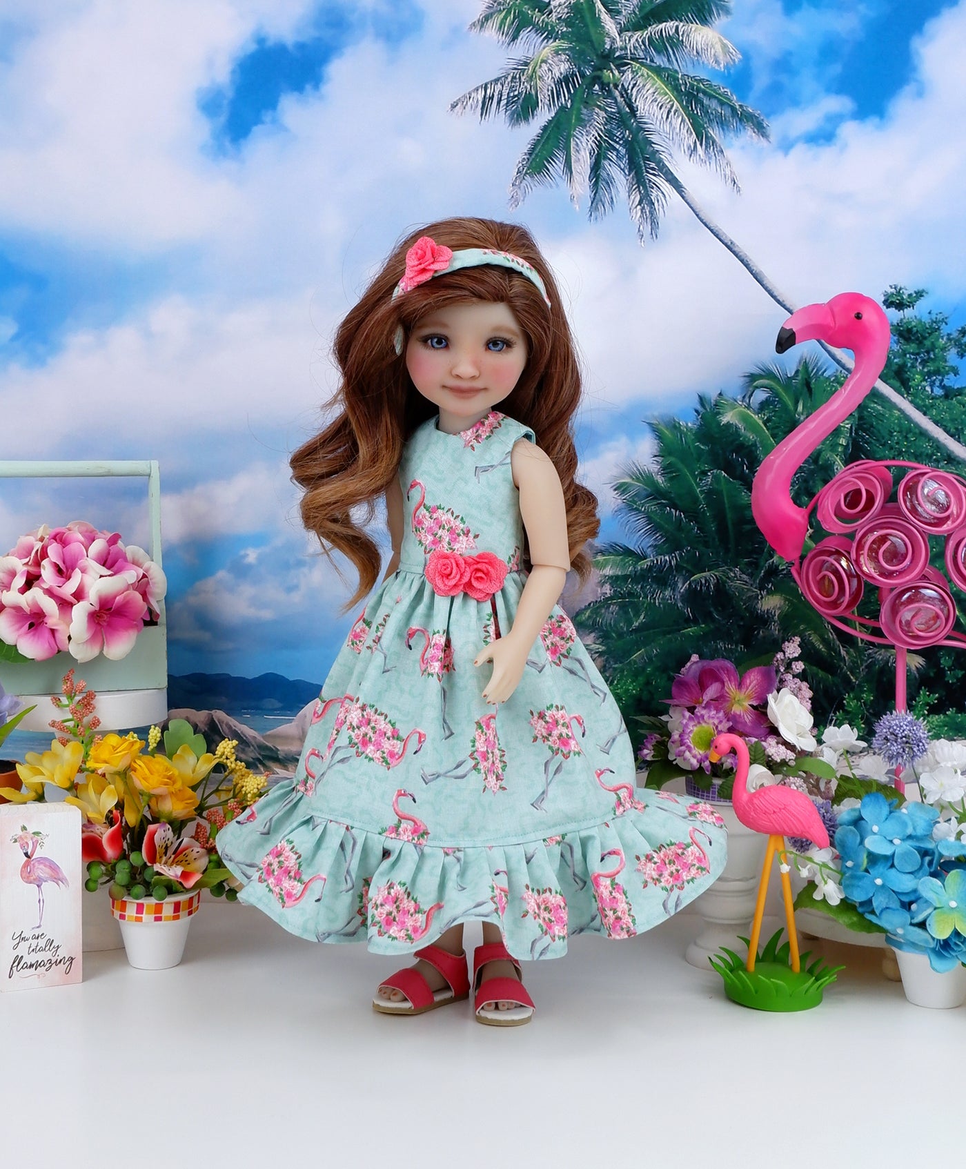 Floral Flamingo - dress with shoes for Ruby Red Fashion Friends doll