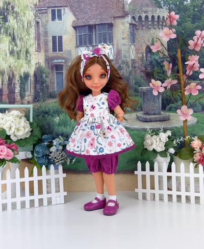 Floral Stitch Minnie - top & bloomers with shoes for Ava doll