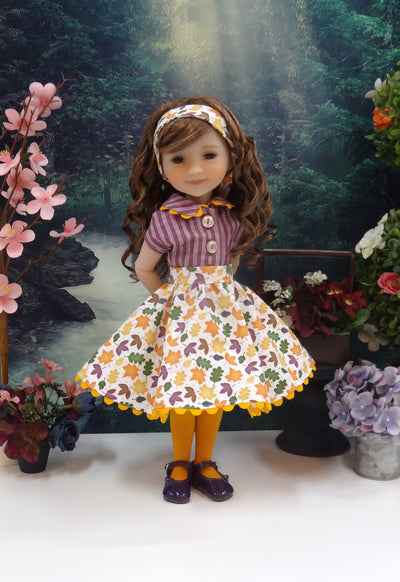 Flurry of Leaves - blouse & skirt for Ruby Red Fashion Friends doll