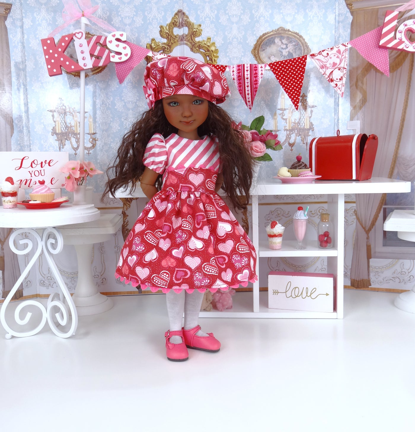 Fluttering Hearts - dress ensemble with shoes for Ruby Red Fashion Friends doll
