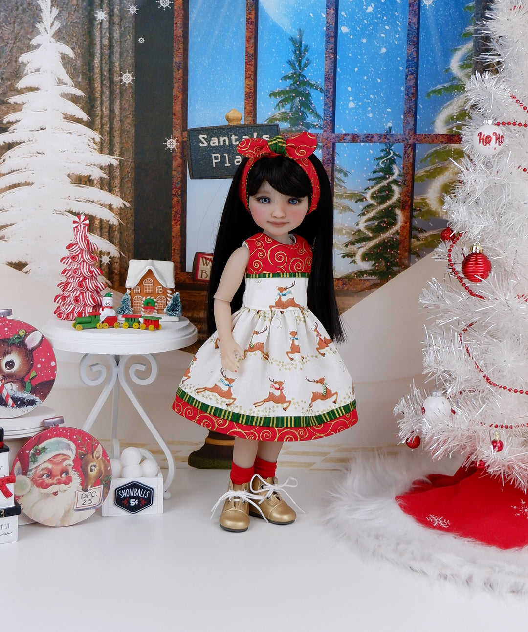 Flying Reindeer - dress with boots for Ruby Red Fashion Friends doll