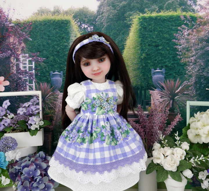 Forget Me Nots - dress & pinafore with shoes for Ruby Red Fashion Friends doll