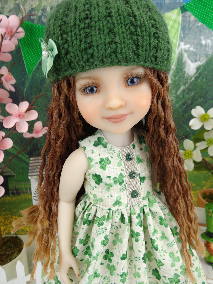 Four Leaf Clover - dress and sweater with shoes for Ruby Red Fashion Friends doll