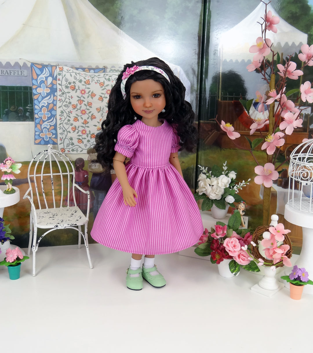 Foxglove Meadow - dress & pinafore with shoes for Ruby Red Fashion Friends doll