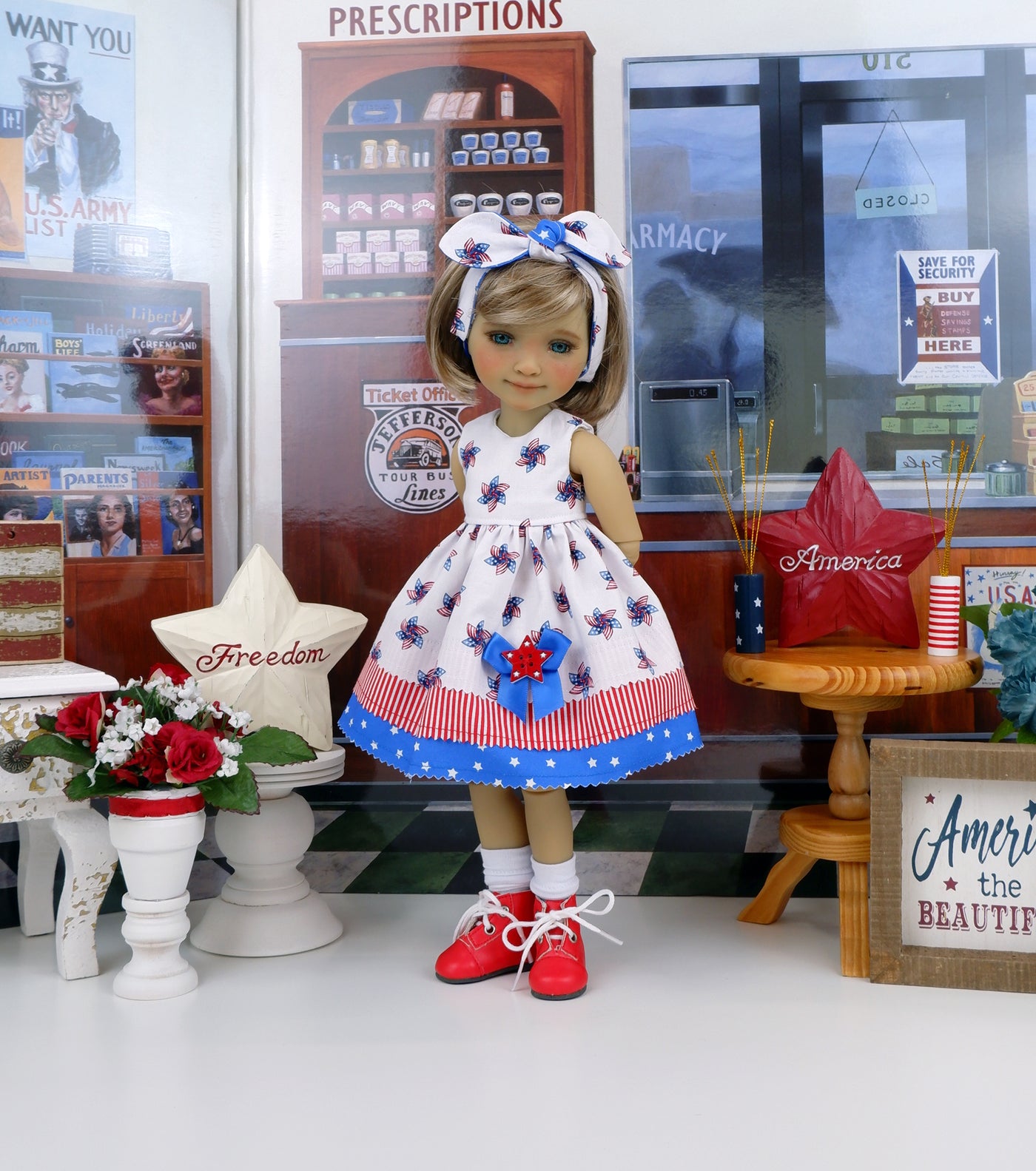 Freedom Pinwheel - dress with boots for Ruby Red Fashion Friends doll