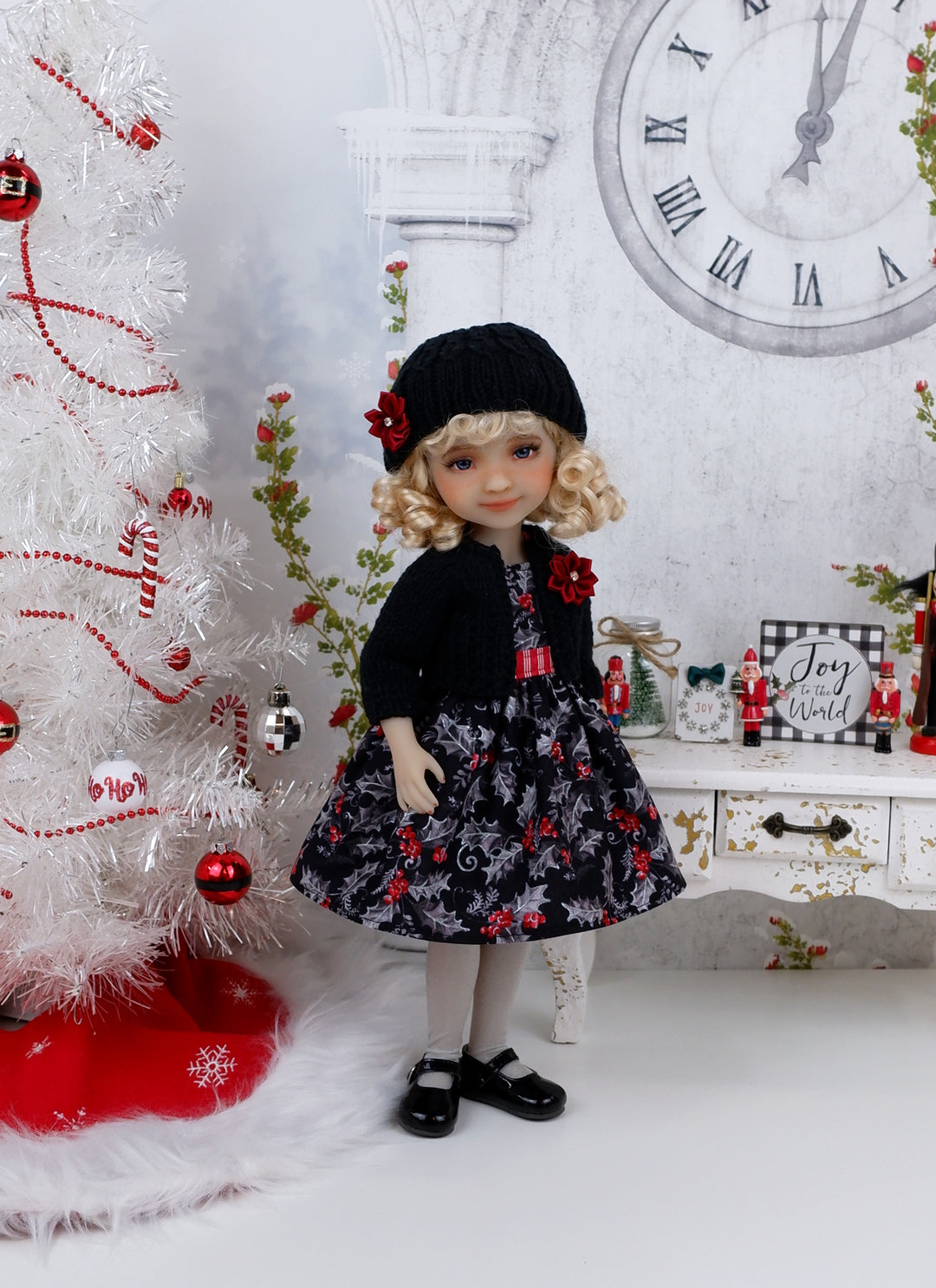 Frosted Holly - dress and sweater set with shoes for Ruby Red Fashion Friends doll