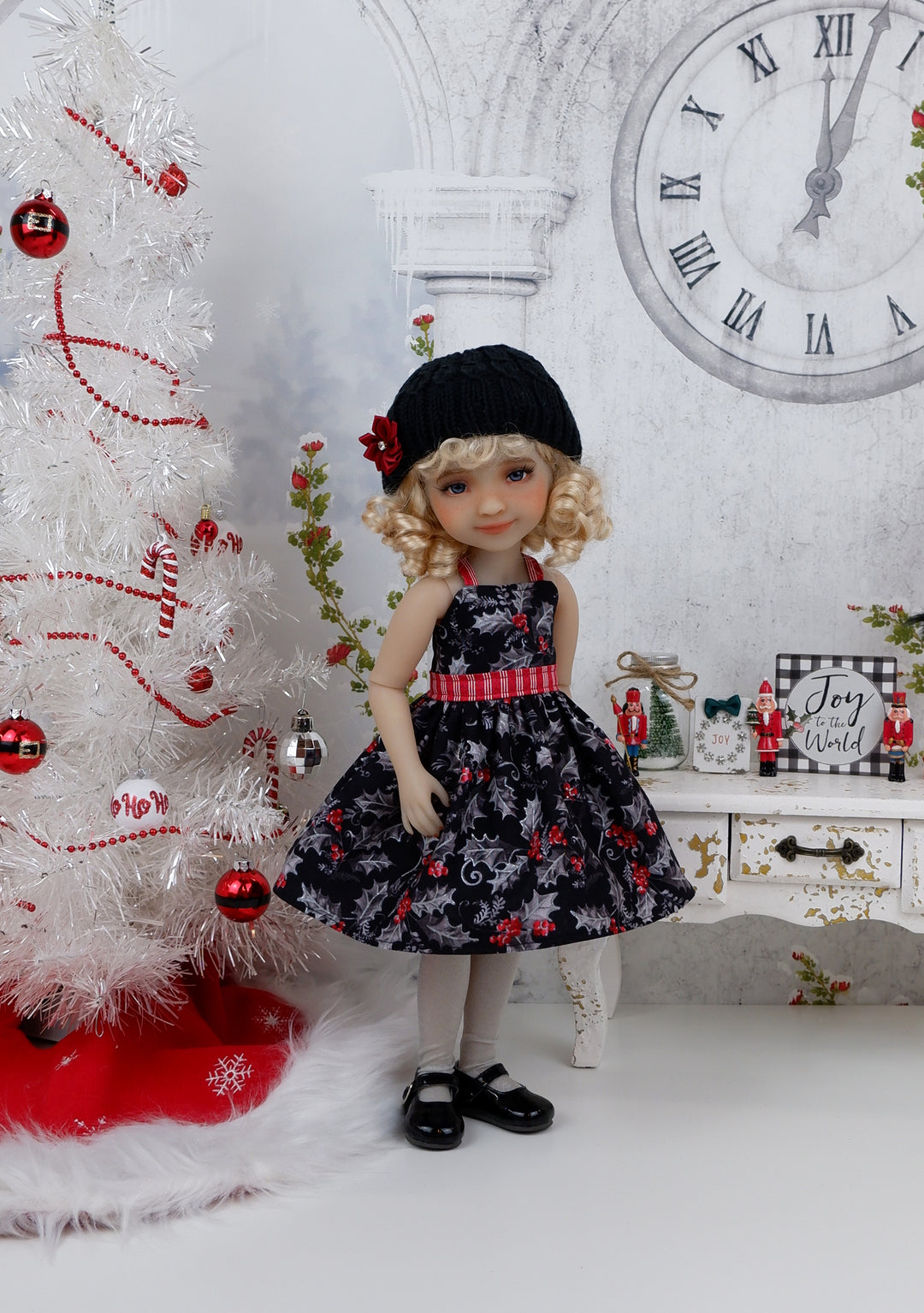 Frosted Holly - dress and sweater set with shoes for Ruby Red Fashion Friends doll