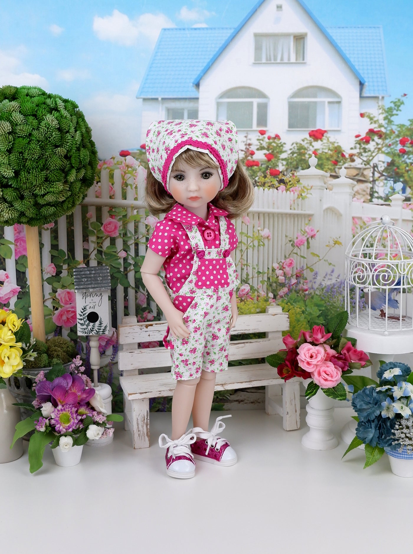 Fuchsia Fields - shirt & overalls with shoes for Ruby Red Fashion Friends doll