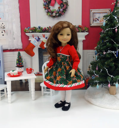 Gingerbread Bows - dress with shoes for Ruby Red Fashion Friends doll