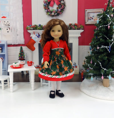 Gingerbread Bows - dress with shoes for Ruby Red Fashion Friends doll