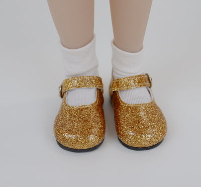 Simple Mary Jane Shoes - Glitter Gold