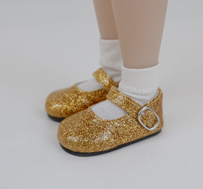 Simple Mary Jane Shoes - Glitter Gold