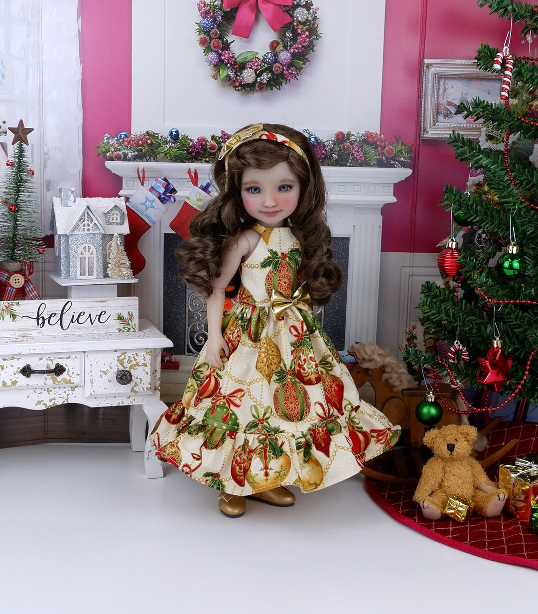 Glittering Ornaments - dress with shoes for Ruby Red Fashion Friends doll